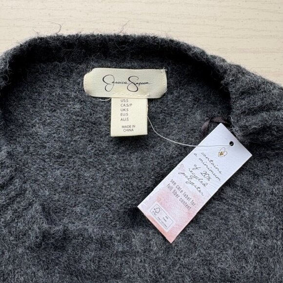 Jessica Simpson Coquette Grey Bow Sweater - Picture 2 of 4